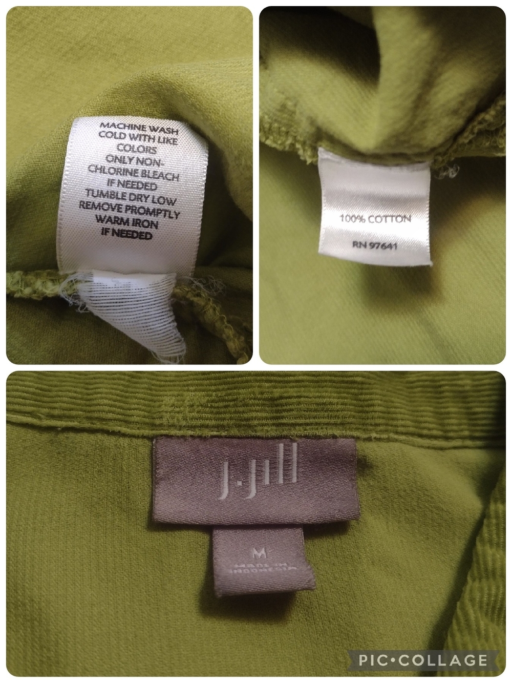 J. Jill Corduroy Button Up Long Sleeve Top Green Size M - Picture 7 of 8